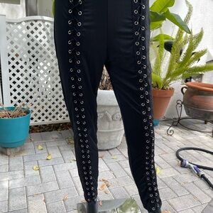 SHEIN Women's Pants rivet/tie leg black XL